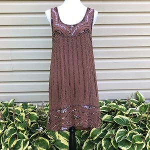NWT Dallin Chase Paisano Beaded Brown Dress